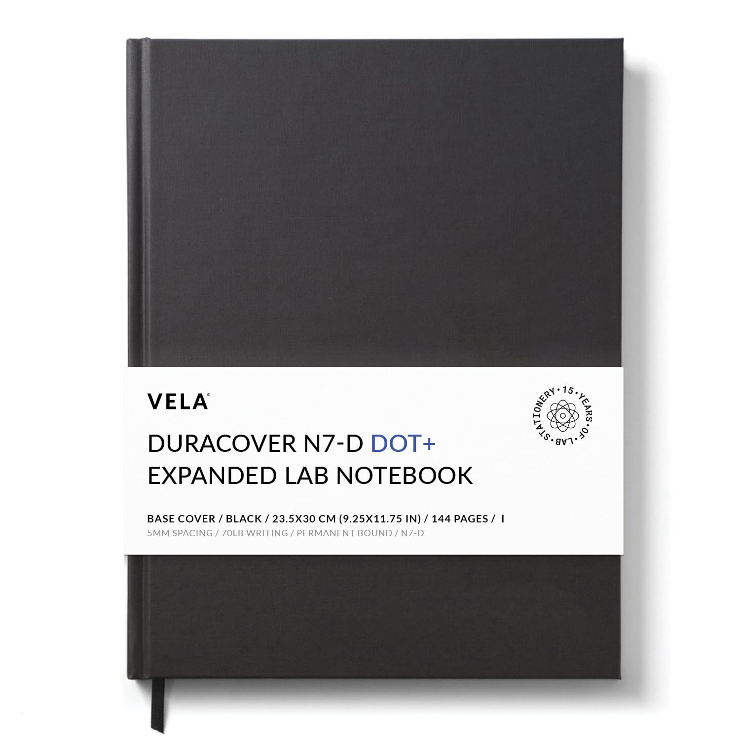 Vela Sciences N7-D Expanded Duracover Lab Notebook, 9.25 X 11.75 In (23.5 X 30 Cm), 144 Pages, Gray Saturated Weave, Permanent B