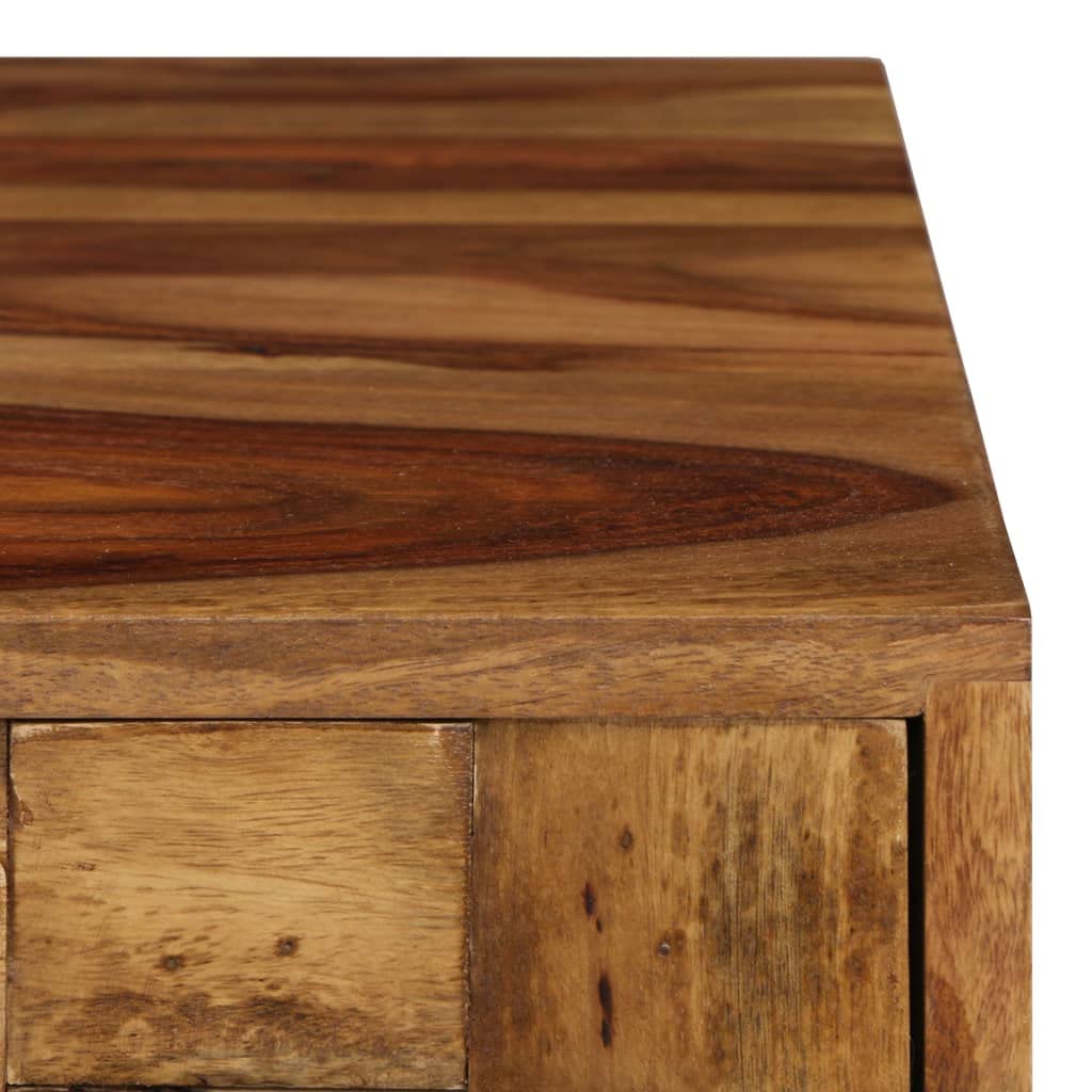 vidaXL Mid-Century Modern Coffee Table - Solid Sheesham Wood Construction with Honey Finish - with Storage Drawer and Compartment, 43.3"x19.7"x14.6"