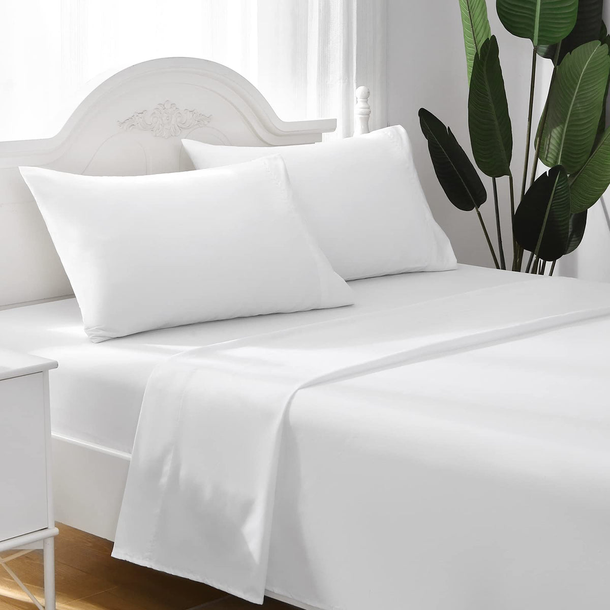 Ilavande White Twin Sheets Set 3 Piece,Hotel Luxury 1800 Series Super Soft Microfiber Twin Bed Sheets Set,Wrinkle Free & Breatha
