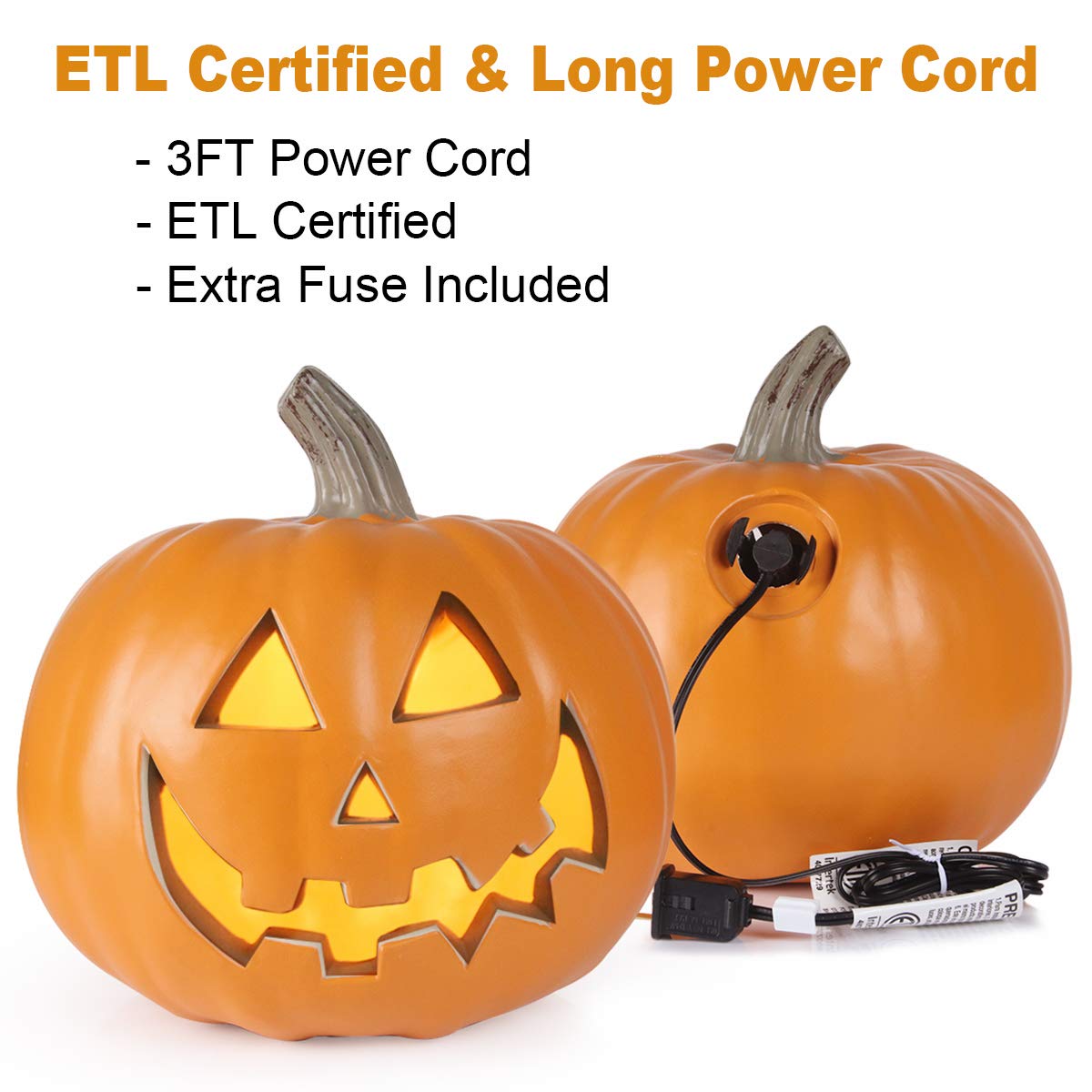 Halloween Pumpkin Jackolantern - Jack O Lantern Decorations For Halloween - Round Lightened Pumpkin For Front Porch, Party, Fron