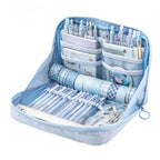 Uivxxud Kawaii Cute Aesthetic Pencil Case - Large Capacity Canvas Pen Pouch Bag (Blue)