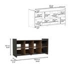 Modena Entryway Stackable Storage Unit, 8 Cubbies for Shoes, 8 Shoes Capacity, Carbon Espresso/Mahogany