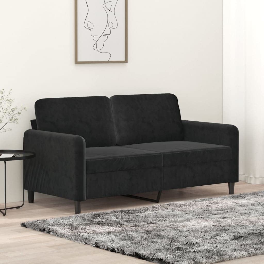 vidaXL Luxurious Black Velvet 2-Seater Sofa with Comfortable Foam Padding, Sturdy Metal Frame, and Modern Design for Living Room or Office Space