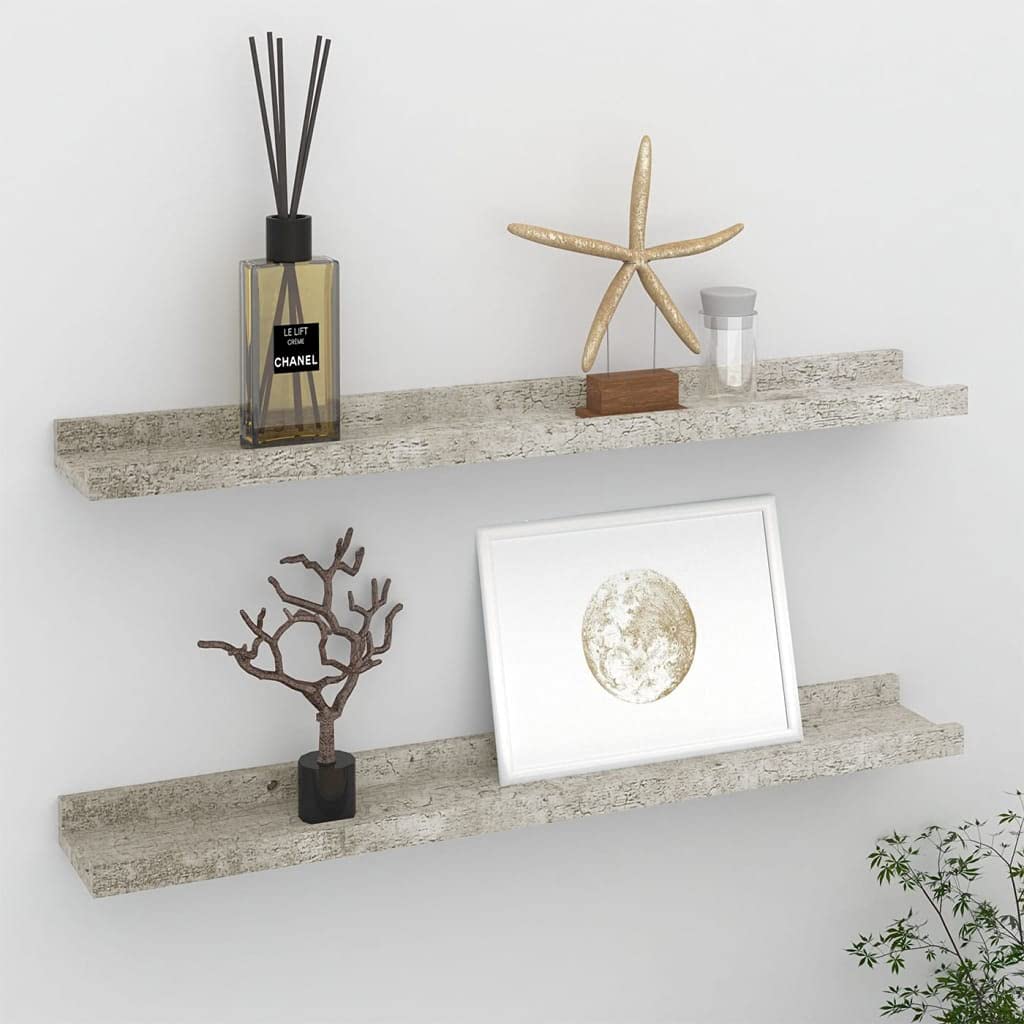 Wall Shelves -SKM Wall Shelves 2 pcs Concrete Gray 23.6&quot;x3.5&quot;x1.2&quot;