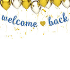 Maicaiffe Welcome Back Banner - Farewell Retirement Party Decor - Welcome Home - Back To School Party Decorations, Blue Glitter