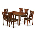 East West Furniture MLDU7-MAH-LC Milan 7 Piece Set Consist of a Rectangle Dining Table with Butterfly Leaf and 6 Faux Leather Kitchen Room Chairs, 36x54 Inch