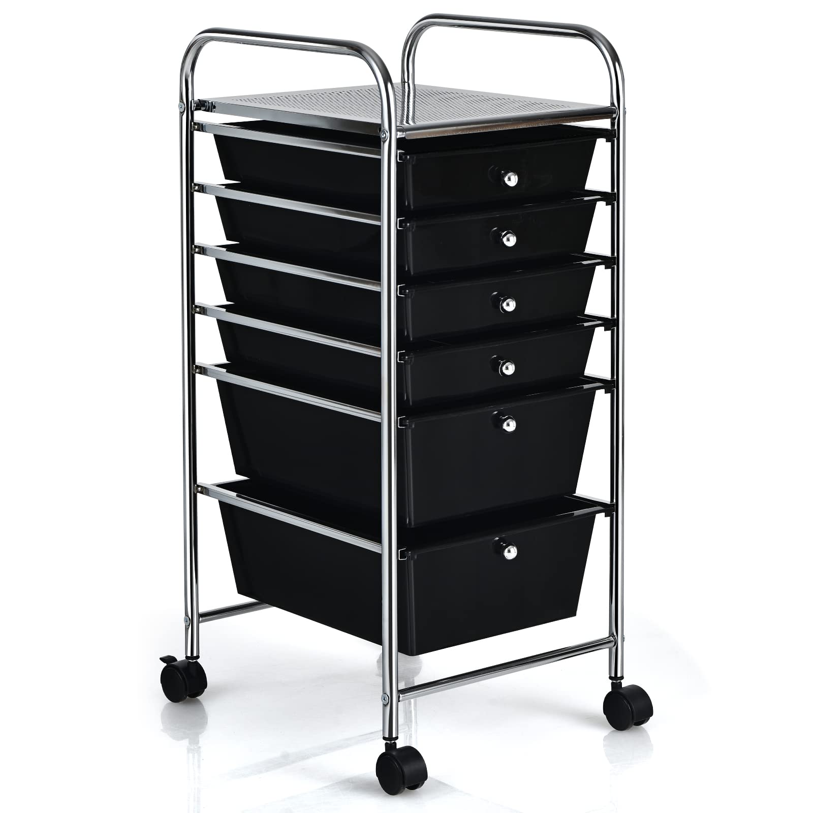 Goflame 6-Drawer Rolling Storage Cart, Multifunctional Art Craft Organizer Cart, Mobile Utility Storage Cart With Removable Drawers & Lockable Wheels, Craft Cart For Home Office, School, Black