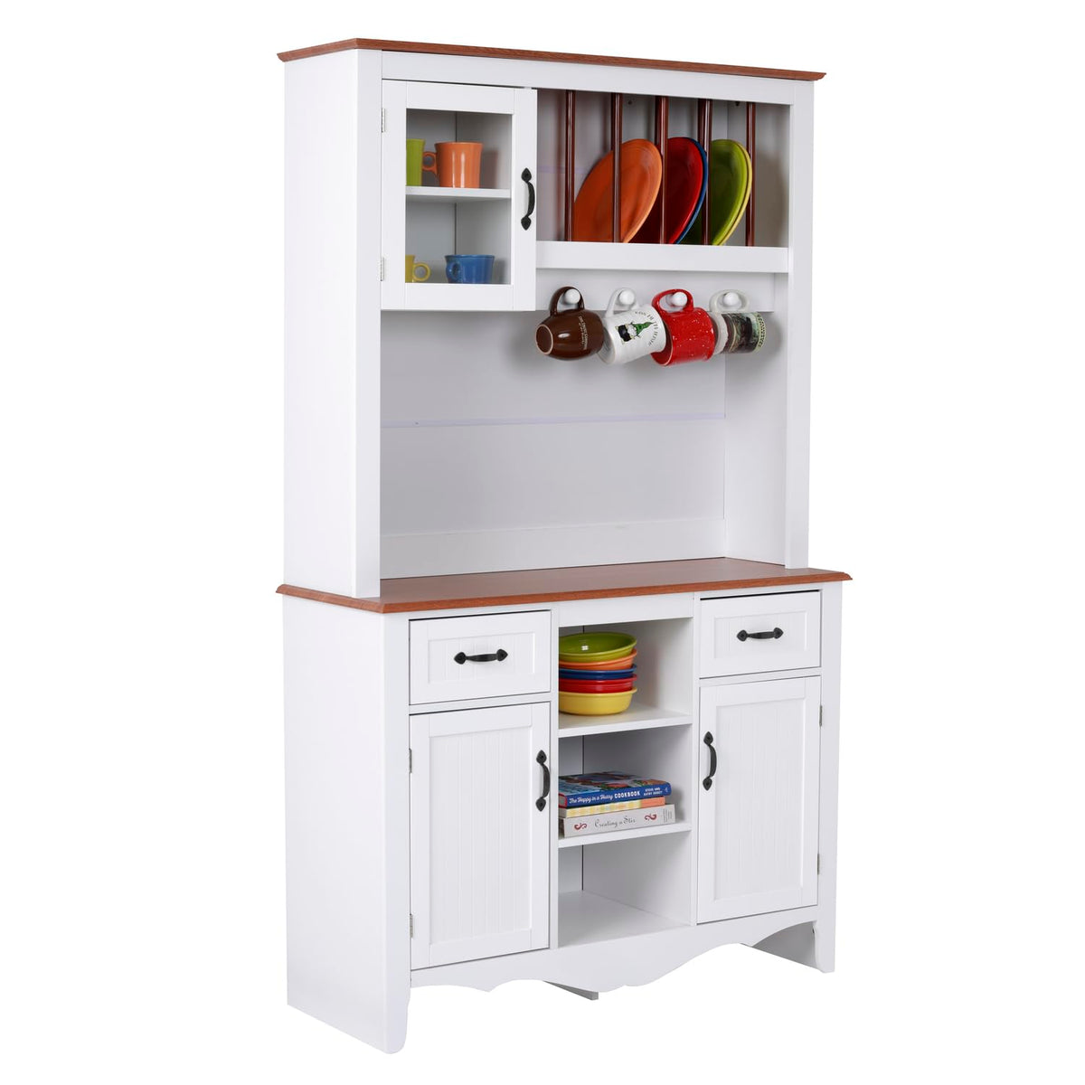 American Furniture Classics Os Home And Office Furniture Model 25308K Countryside Buffet And Hutch, White