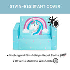 Delta Children Cozee 2-In-1 Convertible Sofa To Lounger For Bedroom - Lightweight,Portable Comfy Flip Open Couch/Sleeper For Kids, Blue Unicorn
