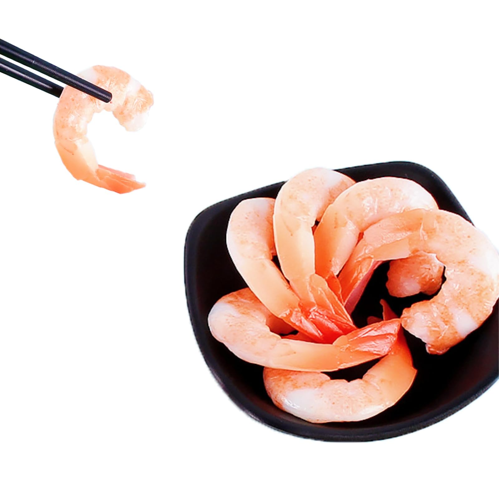 LONG XIN SERIES 20PCS Realistic Artificial Shrimp Cooked Prawn Lifelike Peeled Prawns for Home Kitchen Seafood Market Display Fo