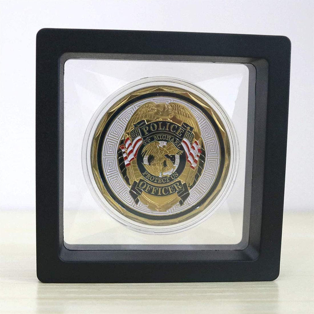 Set Of 2 Challenge Coins Display Stand, 3D Floating Clear Case, Jewelry, Specimen, Military Medal Holder Frame