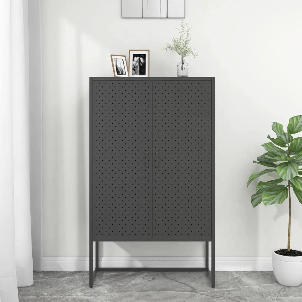 vidaXL Anthracite Highboard - Steel Construction, Adjustable Levellers, Ample Storage, Suitable for Home Decor