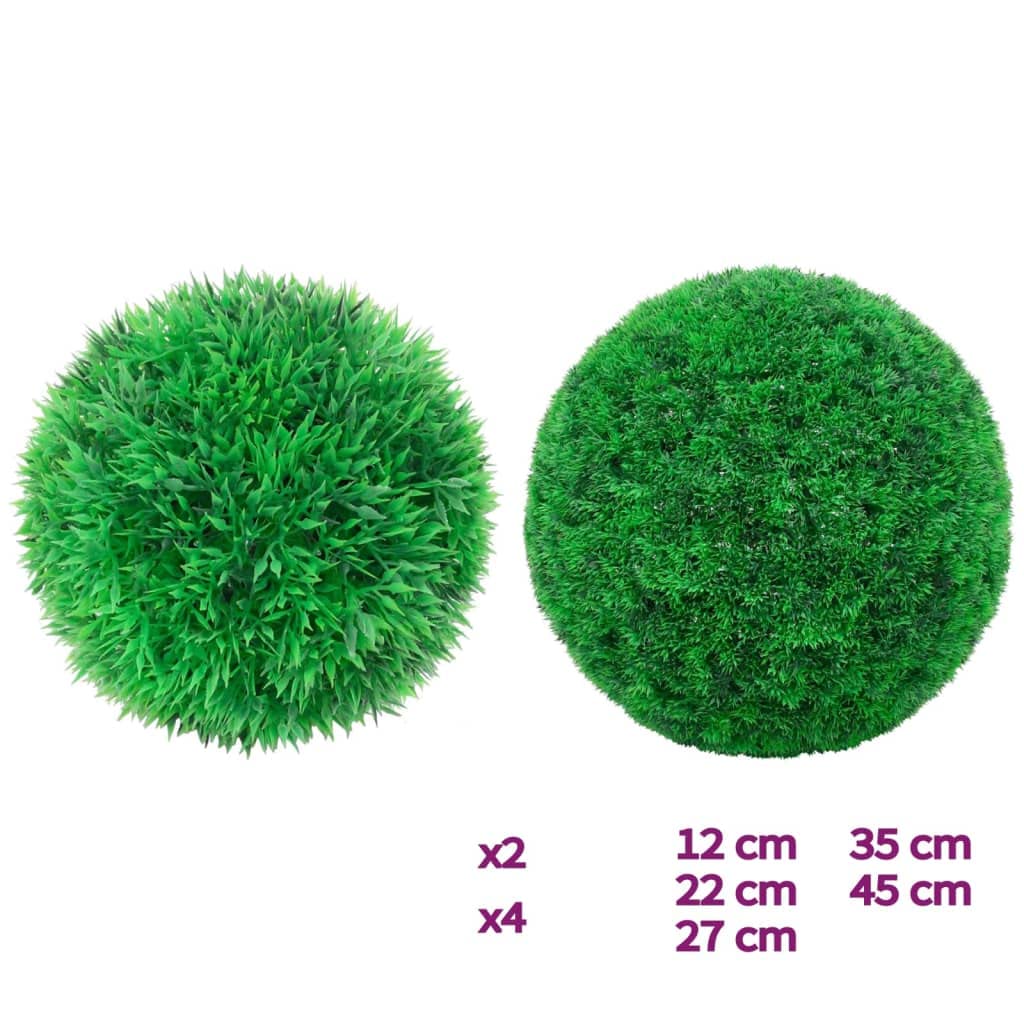 Vidaxl Artificial Boxwood Balls, 2 Pack 17.7' Green Polyethylene Decor For Indoor Outdoor Use, Hanging Or Potted Boxwood Ornaments For Home & Garden