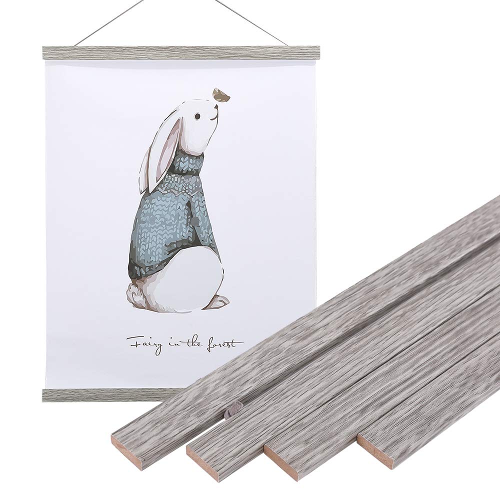 Artmag Magnetic Poster Hanger Frame, 19x19 19x13 19x25 Light Wood Wooden Magnet Canvas Artwork Print Dowel Poster Hangers Frames