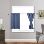 Jiuzhen Short Curtains Kitchen Half Window Blackout Curtains With Tiebacks For Baseroom Shadows, Grommet Curtains For Living Room, Set Of 2 Window Curtain Panels, 42 X 36 Inch Length,Dusty Blue