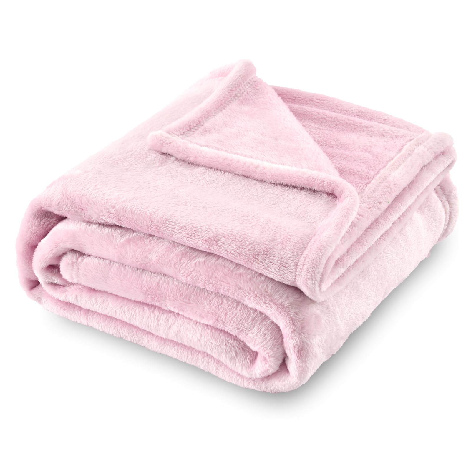 Sochow Flannel Fleece Blanket Twin Size, All Season Lightweight Super Soft Cozy Blanket For Bed Or Couch, Light Pink, 60X80 Inch