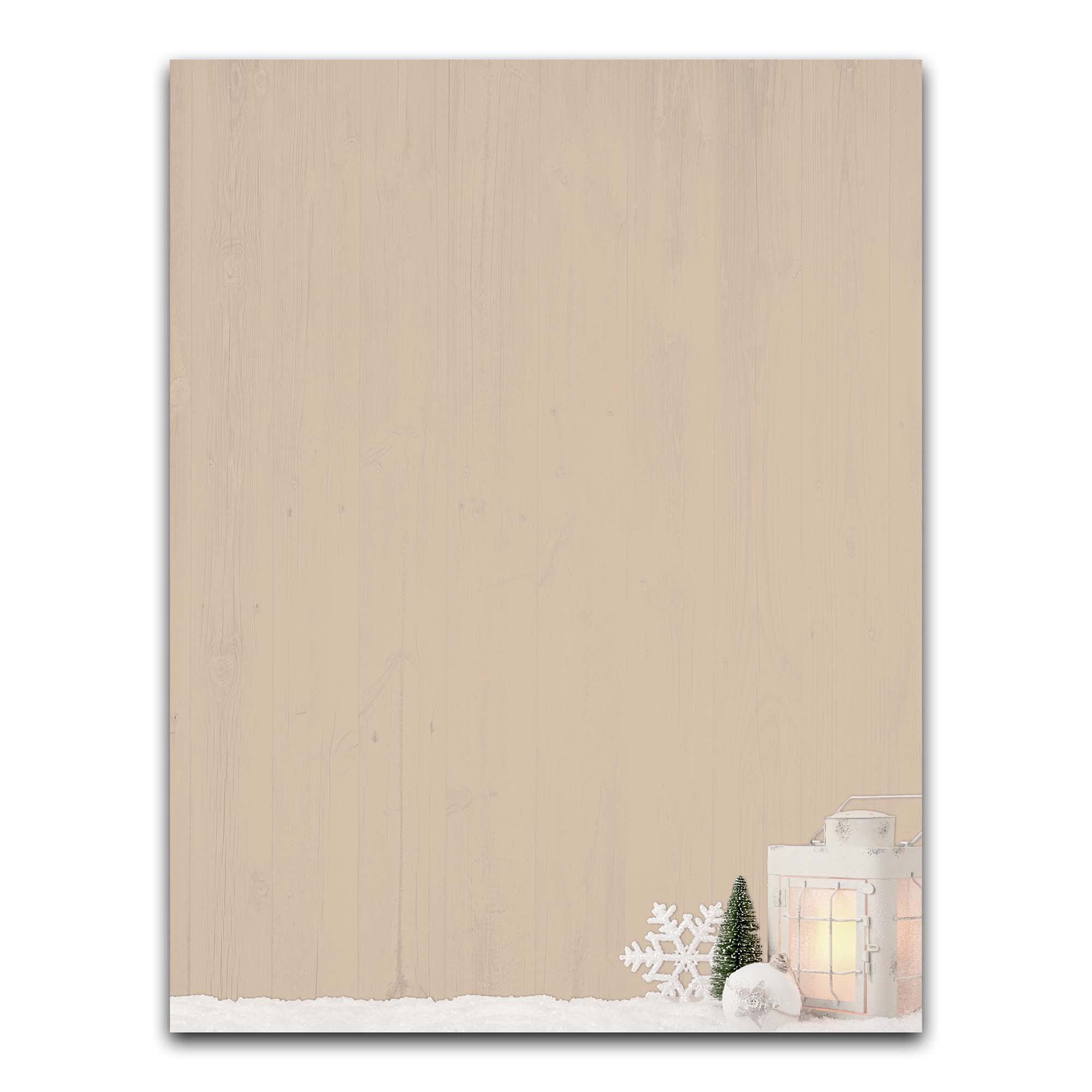 Lantern Over Snow Christmas Stationery Paper - 80 Sheets Of Letterhead For Winter & Holiday Events