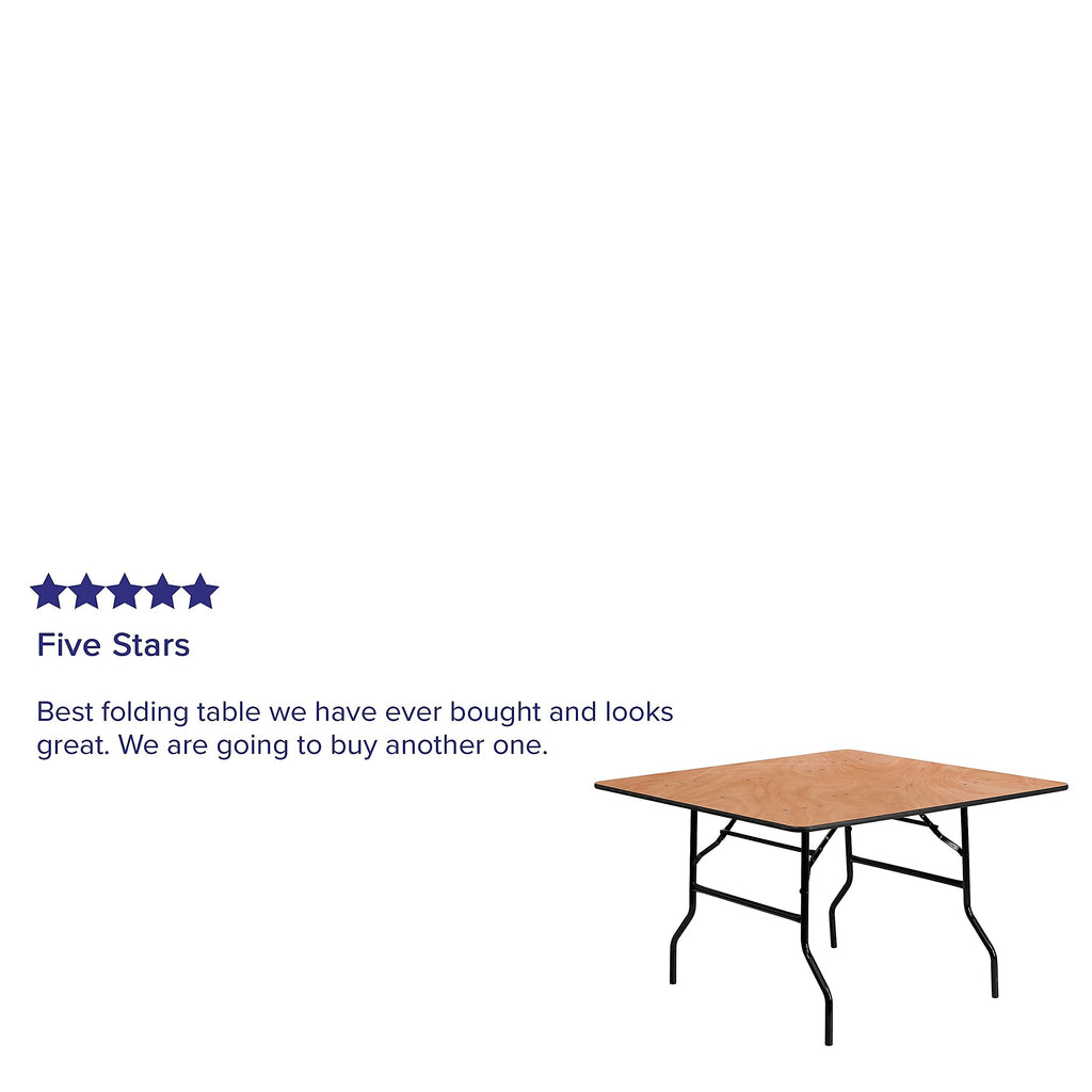 Flash Furniture Gerry 48" Square All-Occasion Wood Folding Event Table, Foldable Square Portable Banquet Table with Wooden Top, Natural