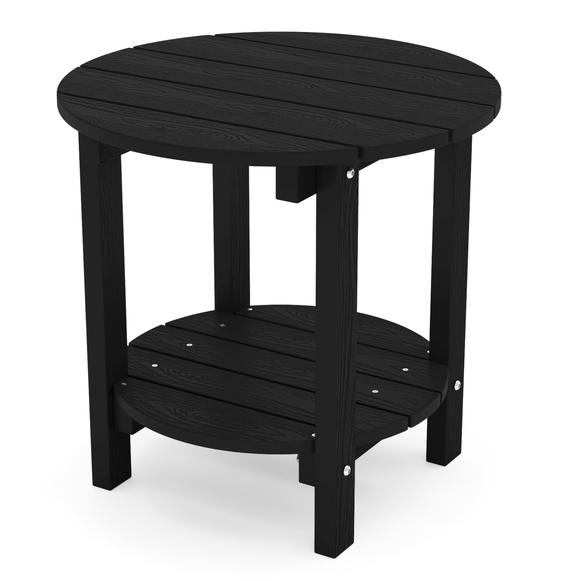 Yefu Adirondack Side Table, 18' Double Outdoor Side Table, Poly Lumber End Table, Weather Resistant For Indoor, Patio, Pool, Porch, Backyard-Black