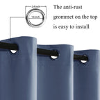 Jiuzhen Short Curtains Kitchen Half Window Blackout Curtains With Tiebacks For Baseroom Shadows, Grommet Curtains For Living Room, Set Of 2 Window Curtain Panels, 52 X 30 Inch Length,Dusty Blue