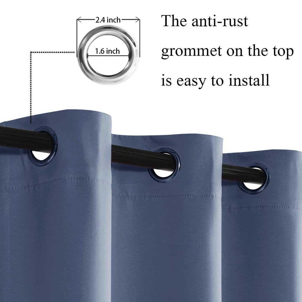 Jiuzhen Blackout Curtains With Tiebacks - Thermal Insulated, Light Blocking And Noise Reducing Grommet Curtain Drapes For Bedroom And Living Room, Set Of 2 Panels, 42 X 54 Inch Length, Dusty Blue