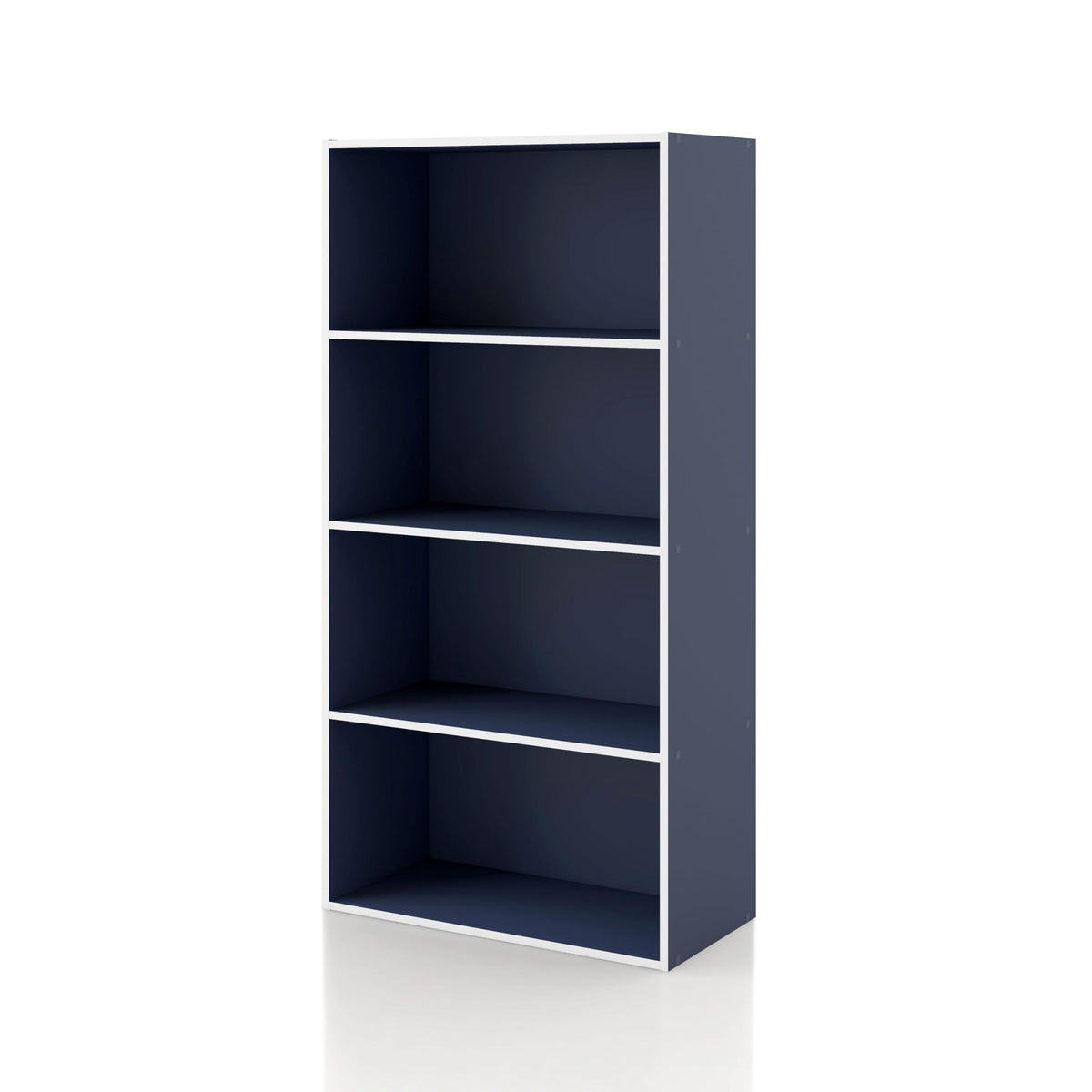 Homes: Inside + Out Apexa 4-Tier Cube Storage Organizer Shelves, Stackable Wood Bookcase Fits Cubby Bins For Organization, Dorm Teen Room Decor & Home Office, Steel Blue