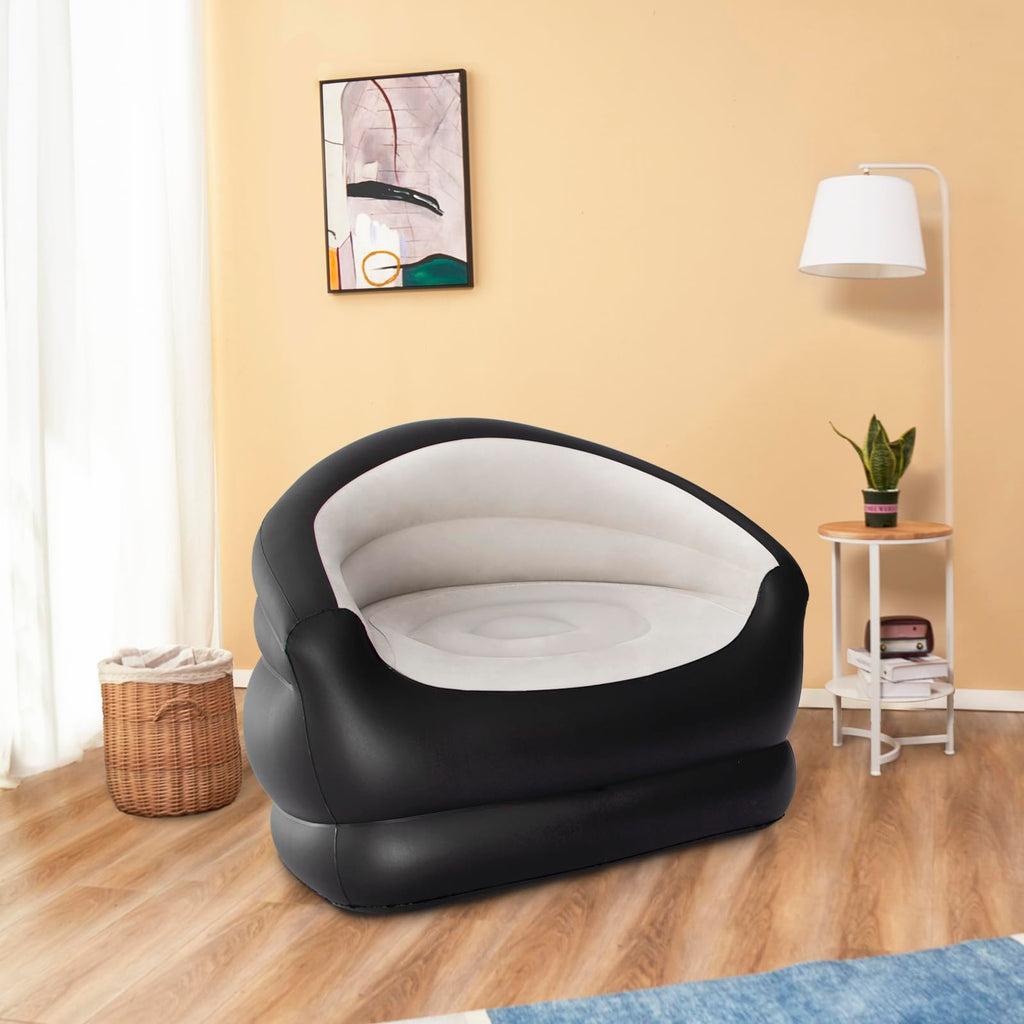 DIMAR GARDEN Inflatable Couch Outdoor Air Sofa - Beige Single Size Lazy Sofa for Camping and Relaxation