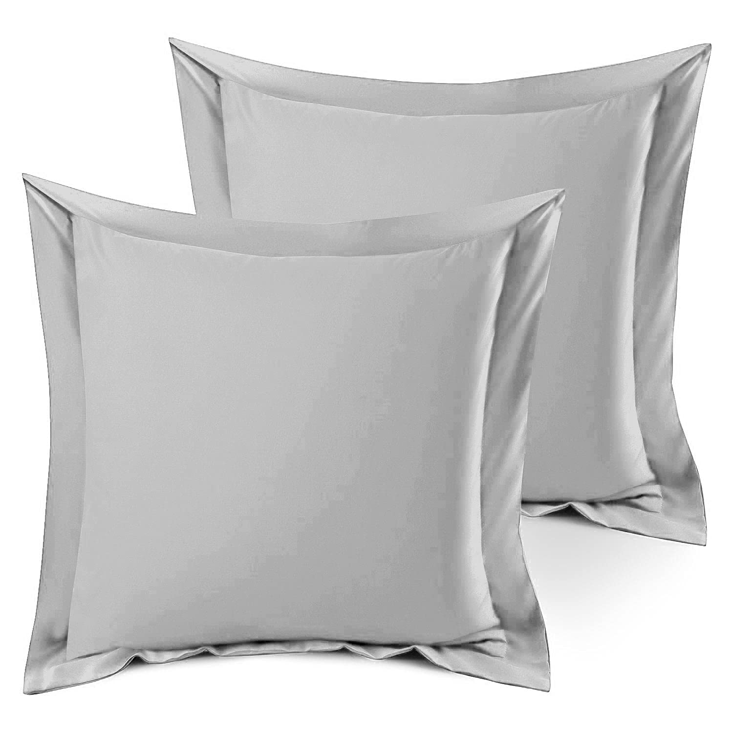 Precious Star Linen Pillow Shams Set Of 2 Silver Grey European Square 26X26 Inch 600-Tc 100% Egyptian Cotton Pack Of 2 Euro Silv