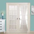 Warm Home Designs Sheer Ivory White FauxLinen Short Size Curtain Panel with Beige Embroidery for Bedroom, Kitchen, Kids or Livi