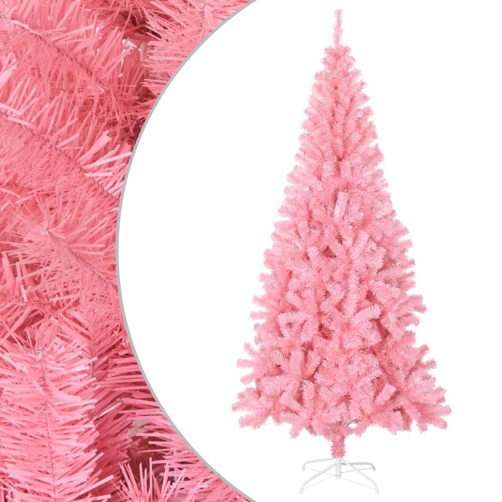 'vidaXL 8ft Pink Artificial Christmas Tree with Stand | PVC Material | Lifelike Appearance | Indoor and Outdoor Holiday Decoration