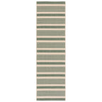 SAFAVIEH Courtyard Collection Runner Rug - 2'3'' x 8', Beige & Dark Green, Stripe Design, Non-Shedding & Easy Care, Indoor/Outdo