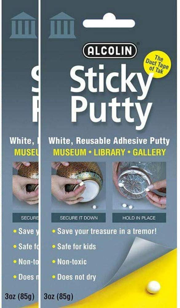 Sticky Putty- Reusable Museum & Gallery Quality Adhesive Putty,- Repositionable, Won;T Dry Out - 2 Pack