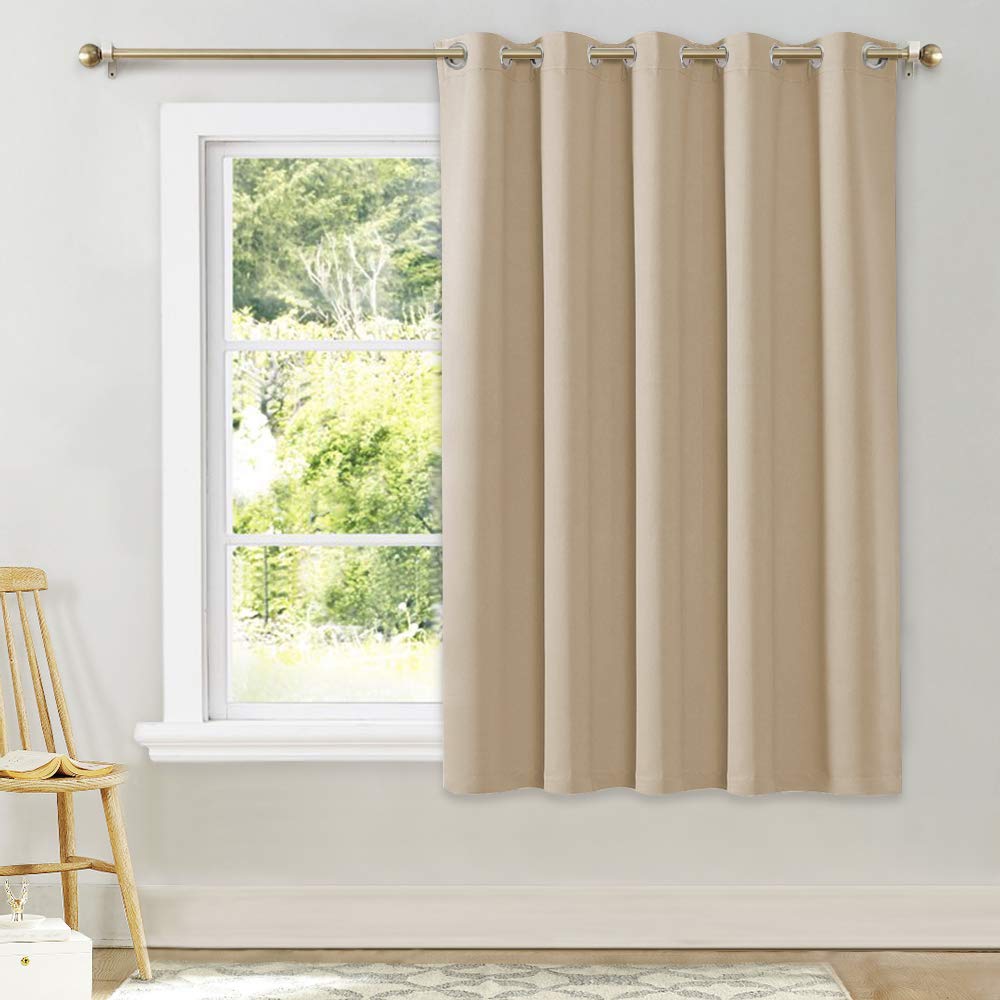 NICETOWN Bedroom Curtain Room Darkening Drapery - Biscotti Beige Room Darkening Drape/Panel for Bedroom, Grommet Top 1 Panel, 70