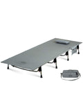 iClimb Super Easy Assemble Folding Cot Ultralight Compact Heavy Duty with Carry Bag for Adults Camping Backpacking (Grey)