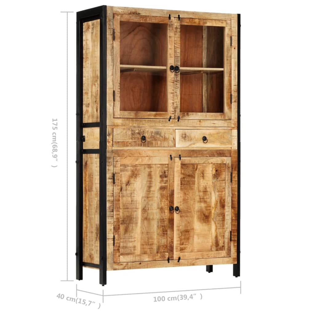 vidaXL Highboard 39.4"x15.7"x68.9" Solid Mango Wood