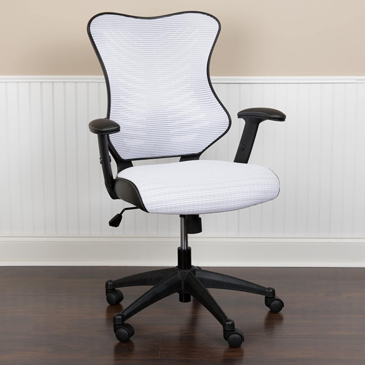 Flash Furniture Kale High Back Designer White Mesh Executive Swivel Ergonomic Office Chair With Adjustable Arms