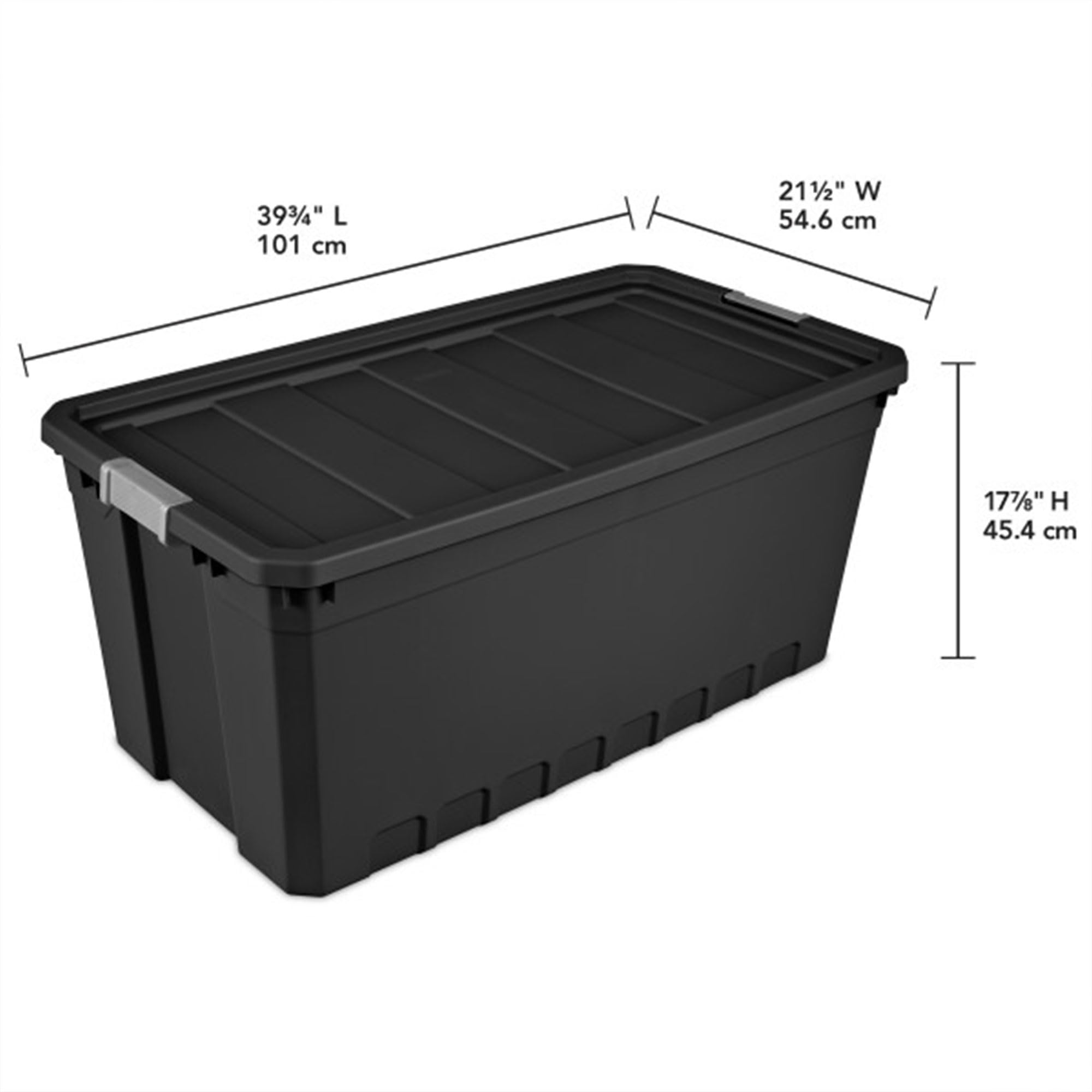 Sterilite 50 Gallon Plastic Stacker Tote, Heavy Duty Lidded Storage Bin Container For Stackable Garage And Basement Organization