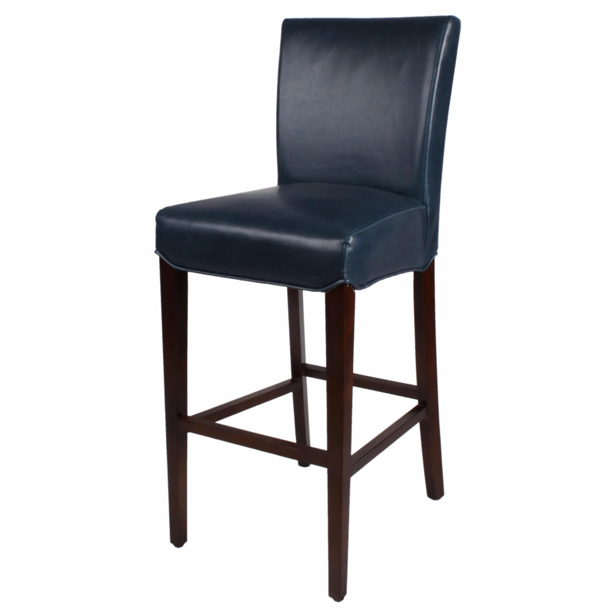 New Pacific Direct Milton Bonded Leather Bar Stool 29.5&quot;,Brown Legs,Vintage Blue,Fully Assembled