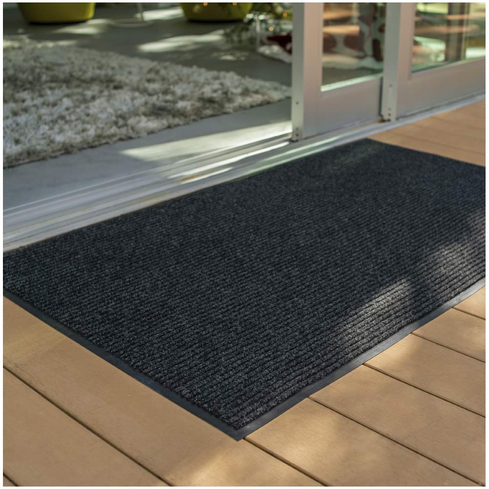 Unimat 3X5 (36'X60') Dual Ribbed Outdoor-Indoor Doormat With Waterproof Charcoal Rubber Backing - Stylish Welcome Mat, Perfect