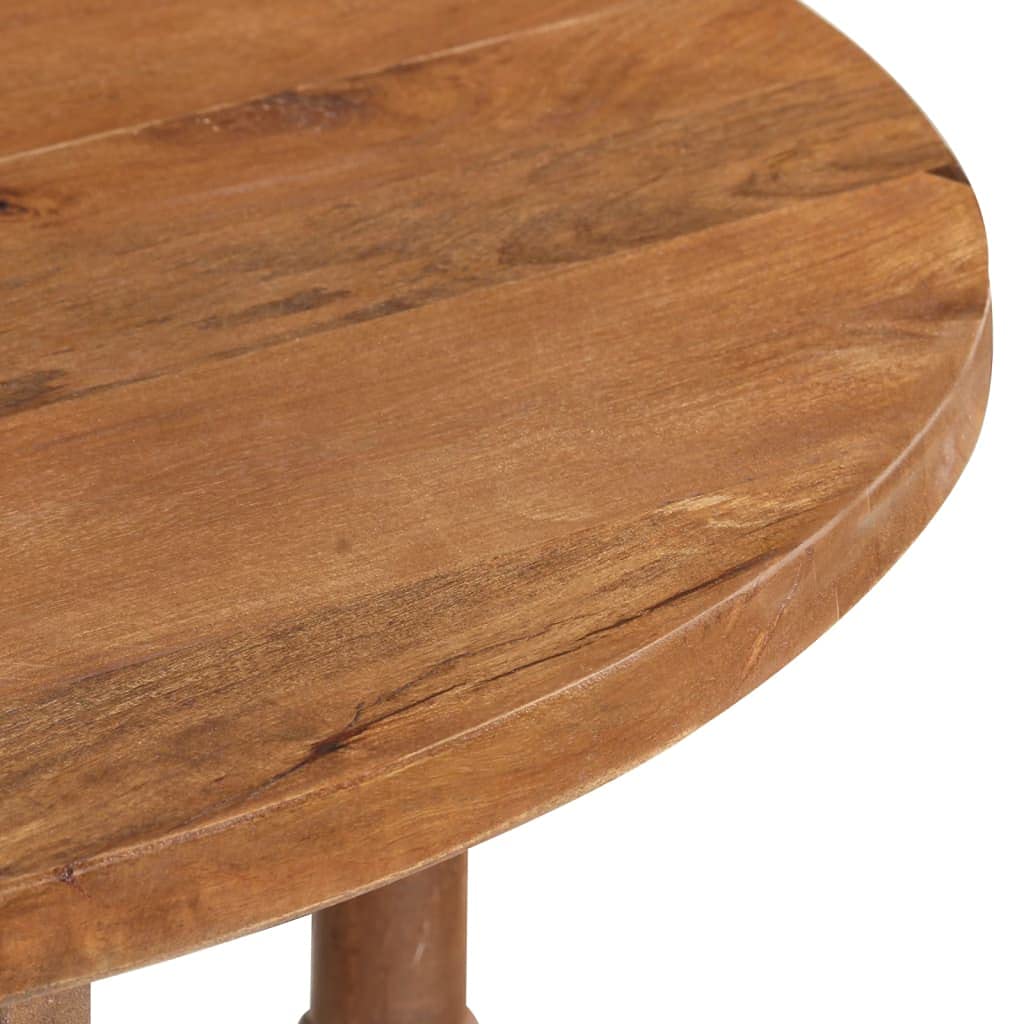 vidaXL Solid Mango Wood Round Dining Table – 43.3" Diameter Sturdy Wooden Dinner Table - Natural Grain, Durable and Decorative - Farmhouse Style