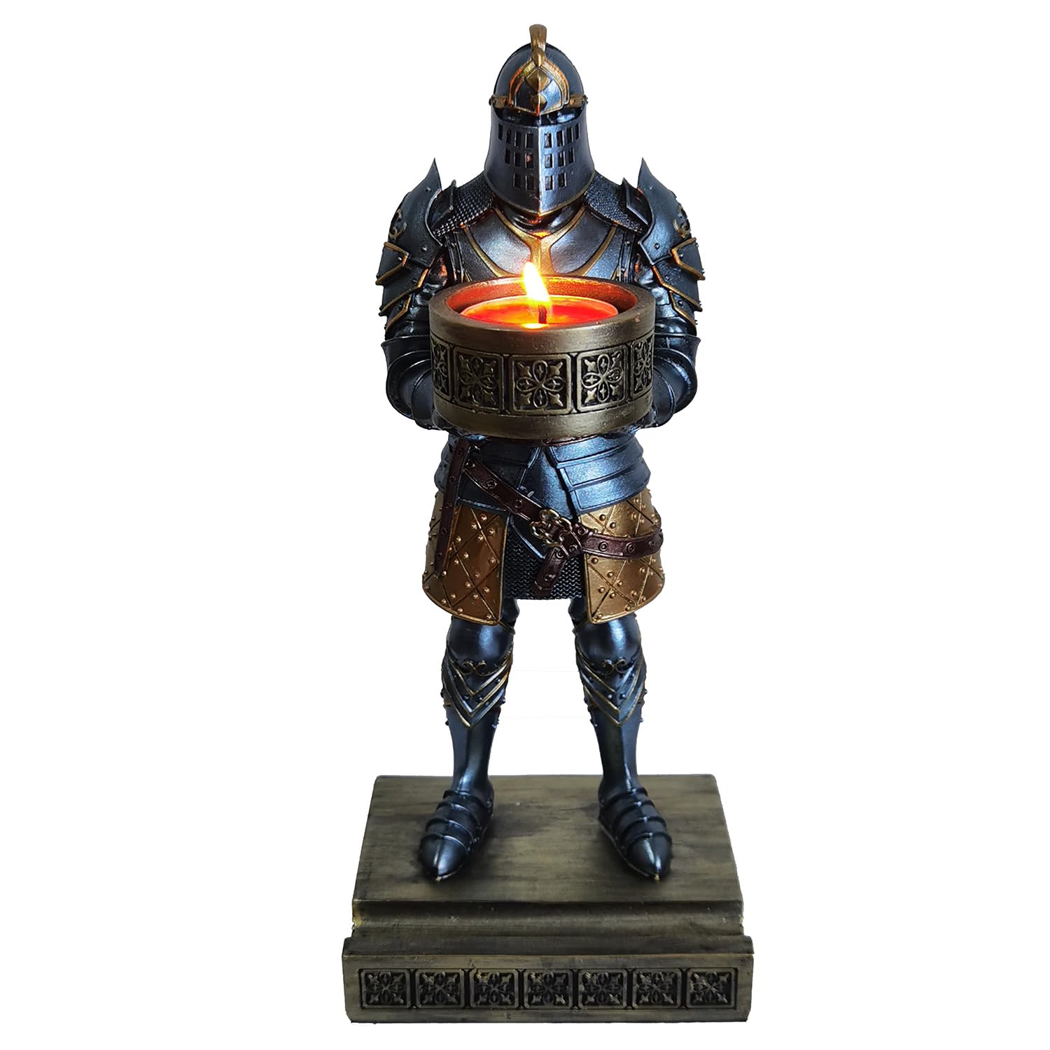 HDMbigmi Kings Guard Standup Knight Candlestick Holders Resin TeaLight Holder Warrior Mobile Phone Stand Pen Holder Candle Hold