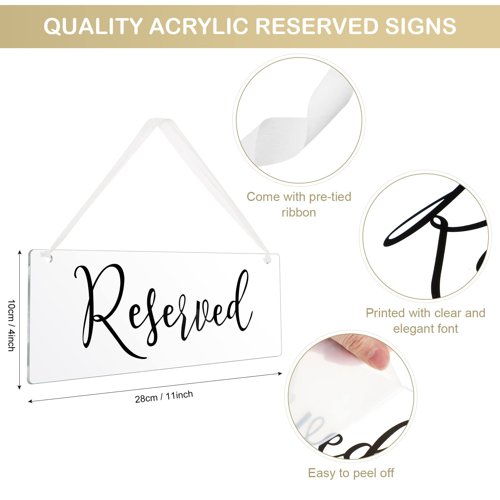 6 Pcs Reserved Signs For Wedding Chairs Reserved Chair Signs Reserved Hanging Sign Reserved Signs For Wedding Reserved Seating S