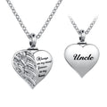 LuxglitterLin Guardian Angel Wings Cremation Jewelry for Ashes Heart Crystal Urn Necklaces for Uncle Ashes Memorial Keepsake Nec