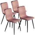 FurnitureR Scandinavian Dining Chairs Set of 4, Comfy Side Chair with Velvet Seat Sturdy Metal Legs for Kitchen Living Bed Room,