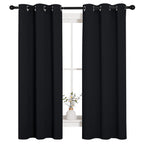 NICETOWN Halloween Living Room Blackout Curtains and Drapes, Black Solid Thermal Insulated Grommet Blackout Drapery Panels for W