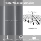 Jiuzhen Short Curtains Kitchen Half Window Blackout Curtains With Tiebacks For Baseroom Shadows, Grommet Curtains For Living Room, Set Of 2 Window Curtain Panels, 52 X 30 Inch Length,Light Grey
