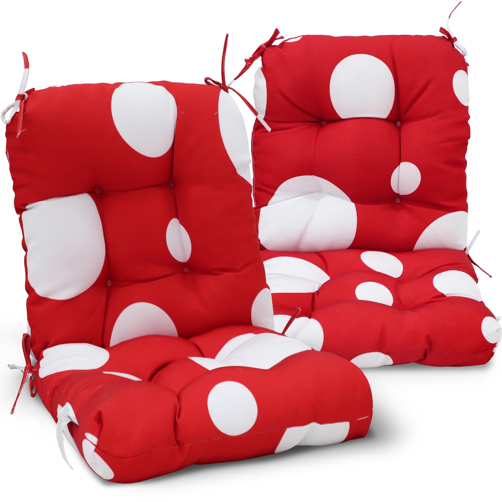 Eagle Peak Tufted Outdoor/Indoor Seat/Back Chair Cushions, Set Of 2, 42' X 21', Red Mushroom