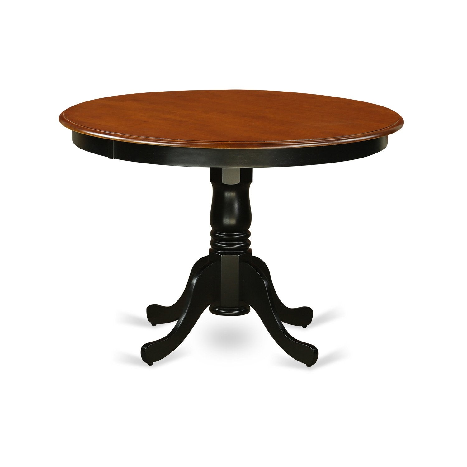 East West Furniture HLAN3-BCH-LC 3 Piece Dining Room Table Set Contains a Round Kitchen Table with Pedestal and 2 Faux Leather Upholstered Dining Chairs, 42x42 Inch, Black & Cherry