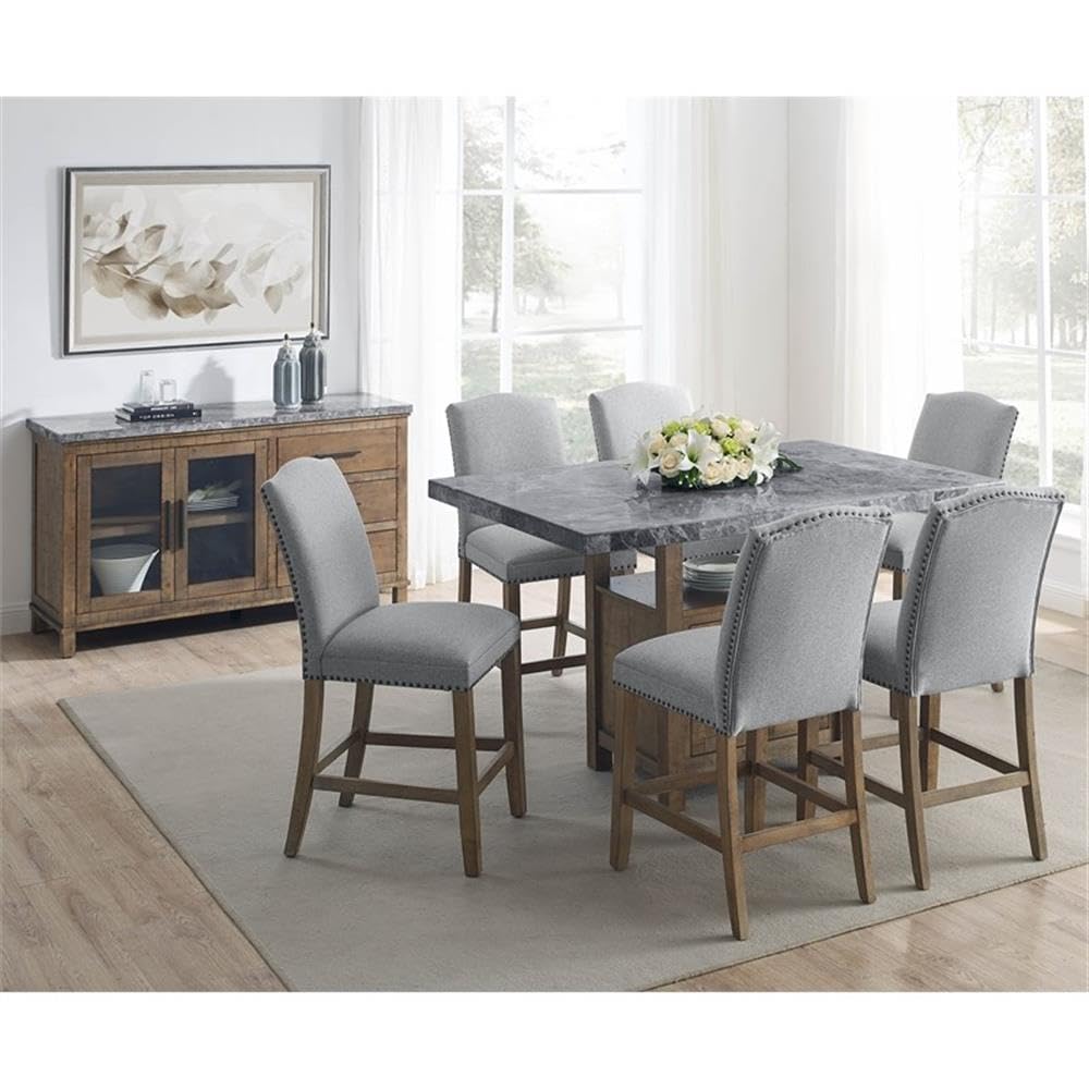 Steve Silver Grayson Gray Marble Counter 8-Piece Dining Set