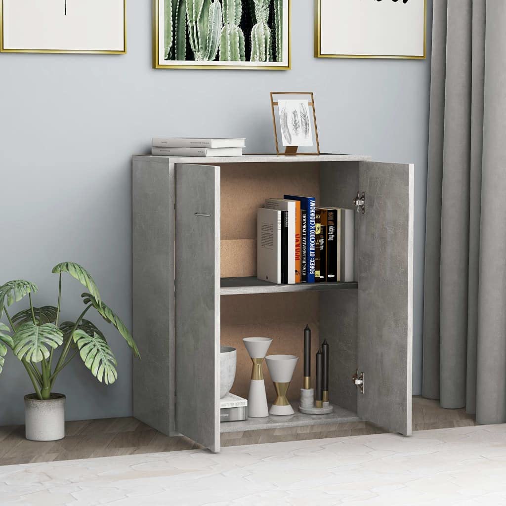 vidaXL Sideboard with Doors Modern Home Indoor Living Room Bedroom Storage Cabinet Side Chest Furniture Concrete Gray Engineered Wood